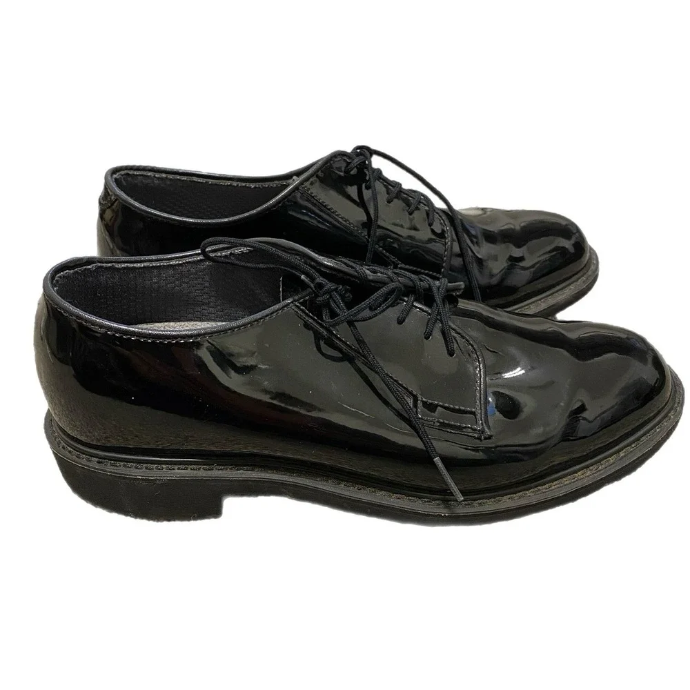 Bates Lites Military Navy Dress Shoes Men 8E Black Gloss Oxford E00942